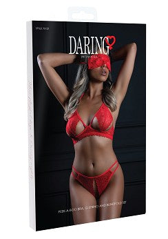3PC Bra, Panty and Blindfold / 3-delat set med BH, trosa och ögonbindel.
