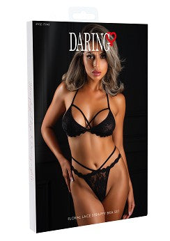 Floral Lace Strappy Bra Set / Blommig spets bh-set med band